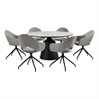 Knox Pria 7 Piece Dining Set with Stone Top and Gray Fabric Chairs