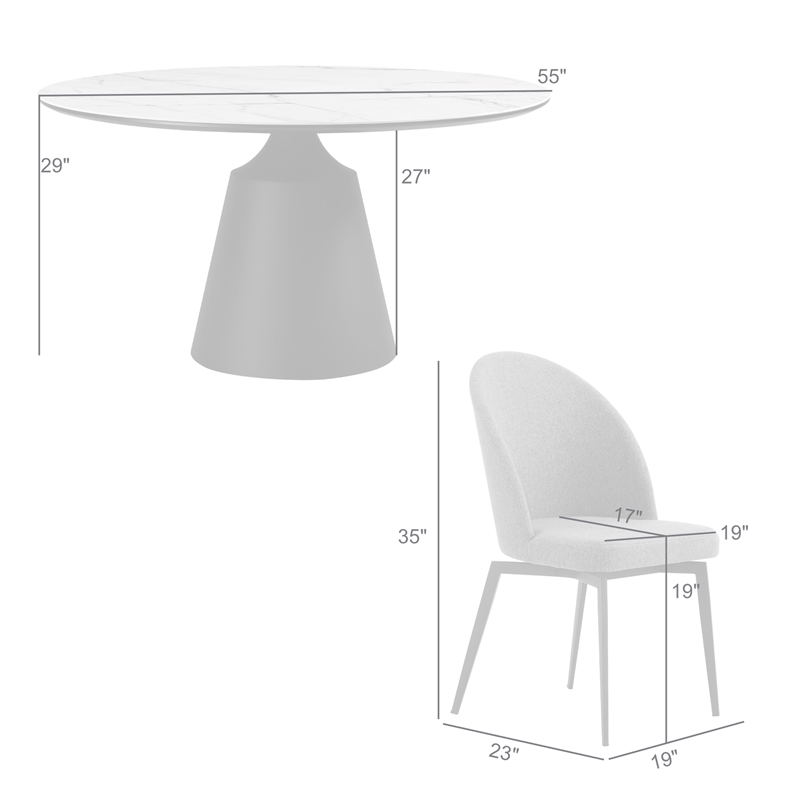 Knox Sunny 5 Piece Dining Set with Gray Fabric Chairs