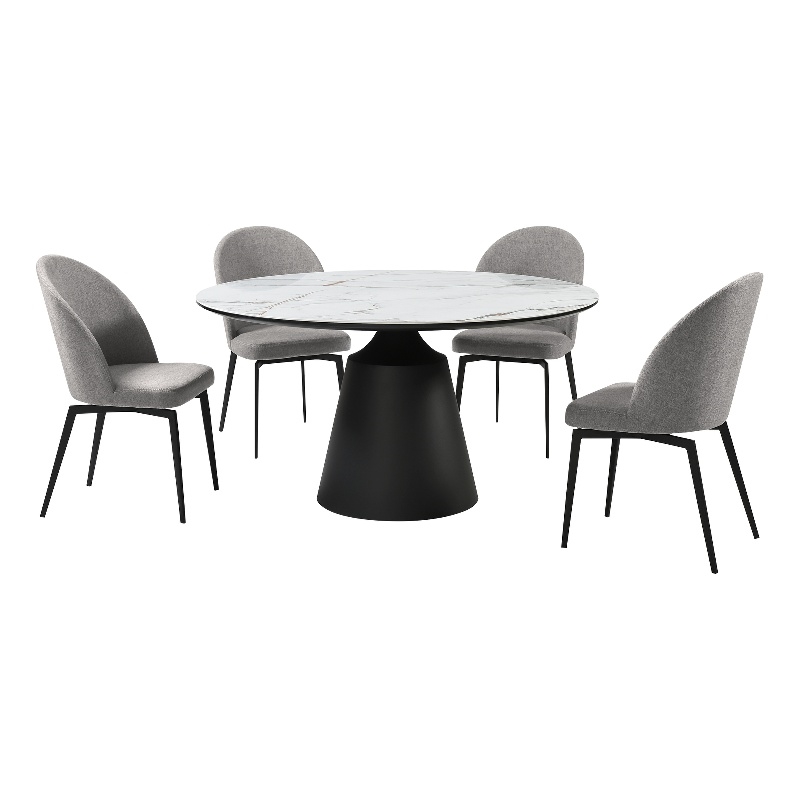 Knox Sunny 5 Piece Dining Set with Gray Fabric Chairs