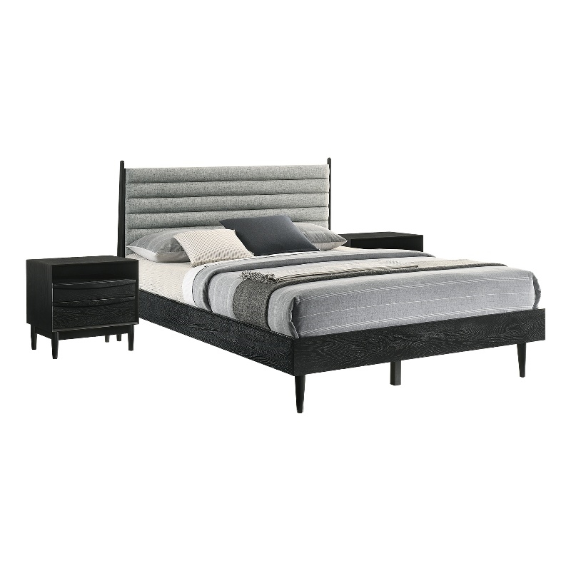 Artemio Queen 3 Piece Wood Bedroom Set in Black Finish
