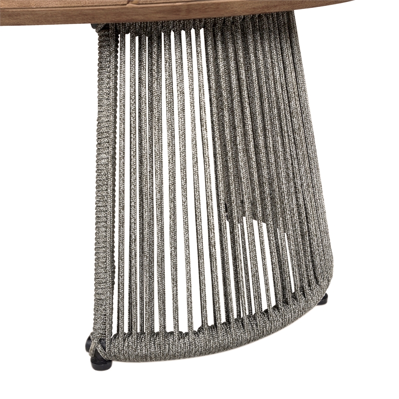 Orbit Outdoor Dining Chair in Eucalyptus Wood with Gray Rope and Taupe Cushions