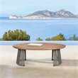 Orbit Outdoor Dining Chair in Eucalyptus Wood with Gray Rope and Taupe Cushions