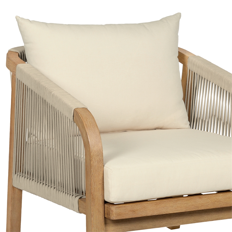 Vivid Outdoor Counter Stool in Gray Eucalyptus Wood with Gray Olefin Cushions