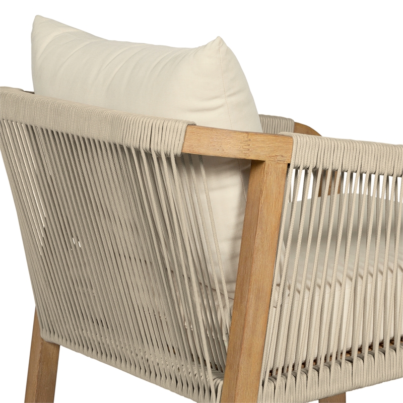 Vivid Outdoor Counter Stool in Gray Eucalyptus Wood with Gray Olefin Cushions
