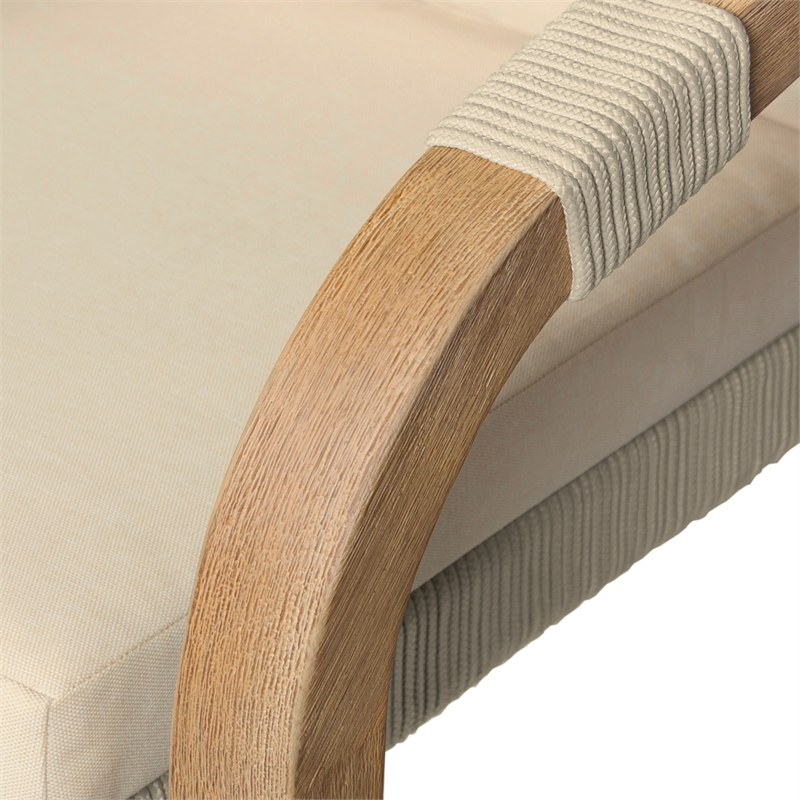 Vivid Outdoor Counter Stool in Gray Eucalyptus Wood with Gray Olefin Cushions