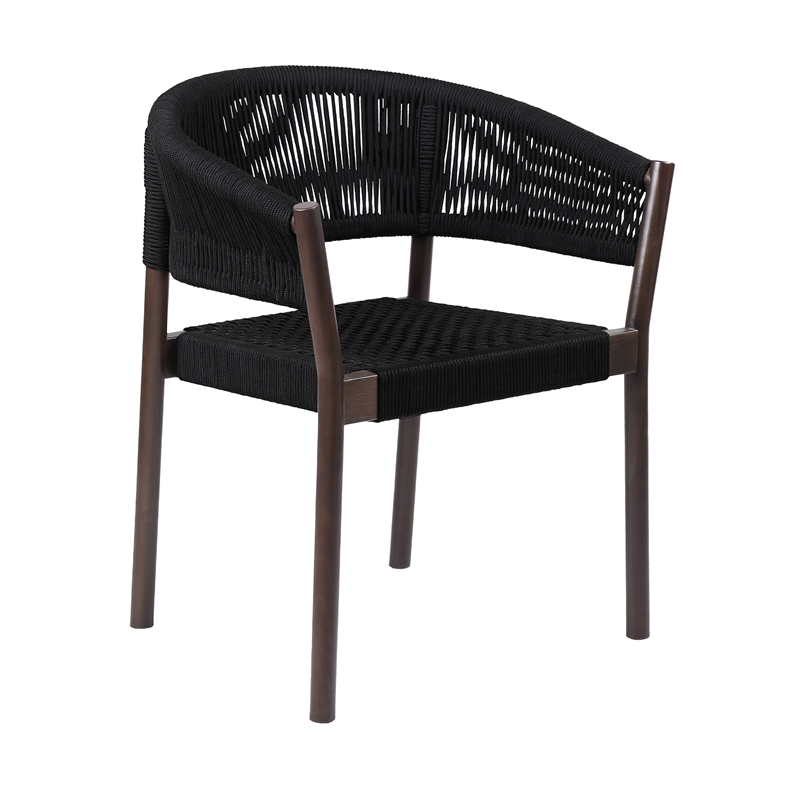 Glendora Doris Outdoor 7 Piece Live Edge Dining Set in Eucalyptus and Black Rope