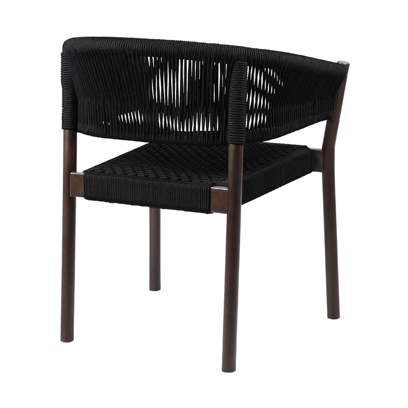 Glendora Doris Outdoor 7 Piece Live Edge Dining Set in Eucalyptus and Black Rope