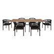 Glendora Doris Outdoor 7 Piece Live Edge Dining Set in Eucalyptus and Black Rope