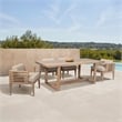 Escondido Island Outdoor 5 Piece Round Dining Set in Eucalyptus and Gray Rope