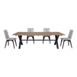 Glendora Island Outdoor 5 Piece Live Edge Dining Set in Eucalyptus and Rope