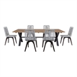 Glendora Island Outdoor 7 Piece Live Edge Dining Set in Eucalyptus and Rope