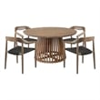Escondido Santo Outdoor 5 Piece Round Dining Set in Eucalyptus and Charcoal Rope