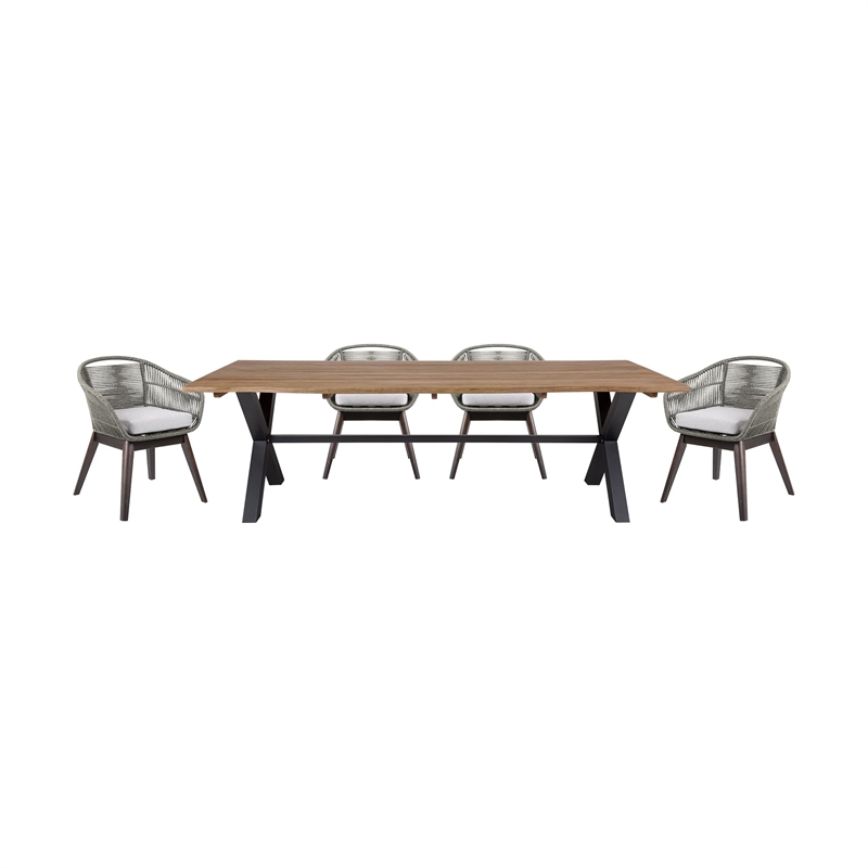 Glendora Tutti Frutti Outdoor 5 Piece Dining in Eucalyptus Rope and Cushions