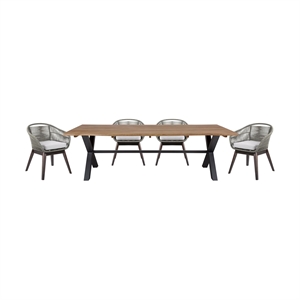 Glendora Tutti Frutti Outdoor 5 Piece Dining in Eucalyptus Rope and Cushions