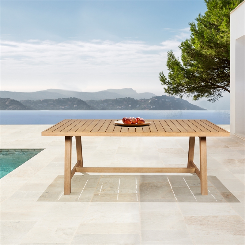 Vivid Outdoor Counter Stool in Light Eucalyptus Wood with Taupe Cushions