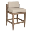 Vivid Outdoor Counter Stool in Light Eucalyptus Wood with Taupe Cushions