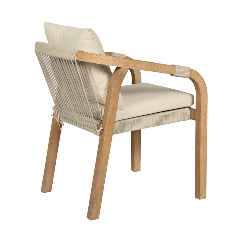 Vivid Outdoor Patio Bar Stool in Light Eucalyptus Wood with Taupe  Cushions