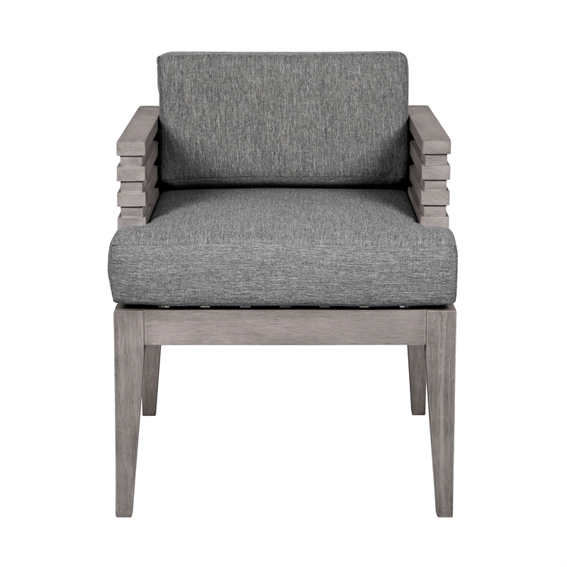 Vivid Outdoor Dining Chair in Gray Eucalyptus Wood with Gray Olefin Cushions