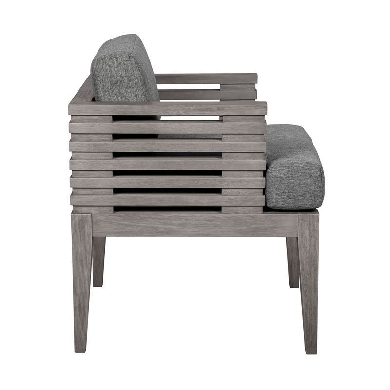 Vivid Outdoor Dining Chair in Gray Eucalyptus Wood with Gray Olefin Cushions