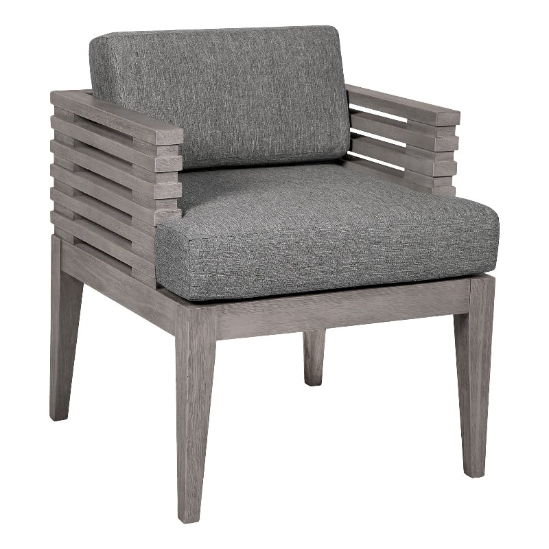 Vivid Outdoor Dining Chair in Gray Eucalyptus Wood with Gray Olefin Cushions