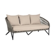 Benicia Outdoor Patio Sofa in Black Steel with Gray Rope and Taupe Cushions