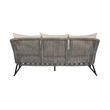 Benicia Outdoor Patio Sofa in Black Steel with Gray Rope and Taupe Cushions