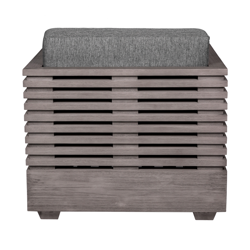 Benicia Outdoor Patio Sofa in Black Steel with Gray Rope and Taupe Cushions
