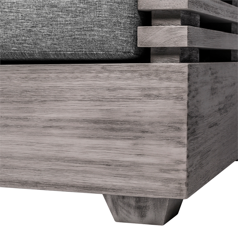Benicia Outdoor Patio Sofa in Black Steel with Gray Rope and Taupe Cushions