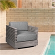 Benicia Outdoor Patio Sofa in Black Steel with Gray Rope and Taupe Cushions