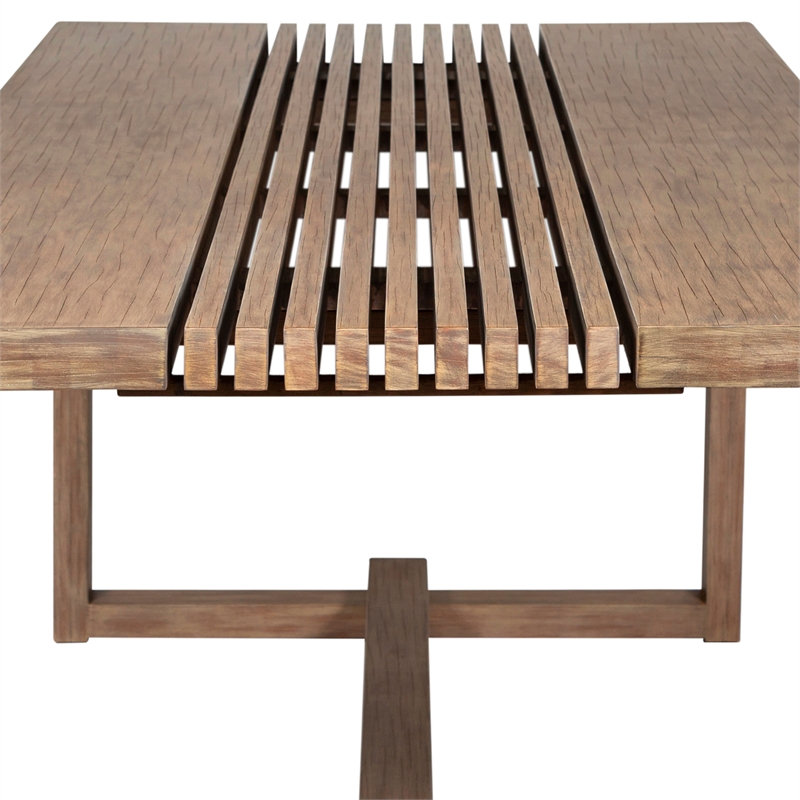 Escondido Outdoor Patio Round Dining Table in Light Eucalyptus Wood
