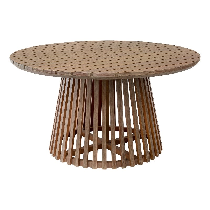 Escondido Outdoor Patio Round Dining Table in Light Eucalyptus Wood