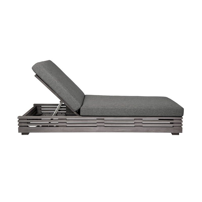 Orbit Outdoor Chair in Eucalyptus Wood with Gray Rope and Taupe Cushions