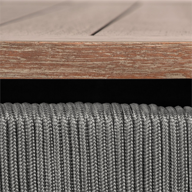 Orbit Outdoor 5 Piece Dining Set in Eucalyptus with Gray Rope and Taupe Cushions