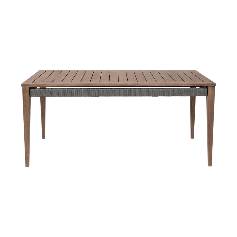 Orbit Outdoor 5 Piece Dining Set in Eucalyptus with Gray Rope and Taupe Cushions