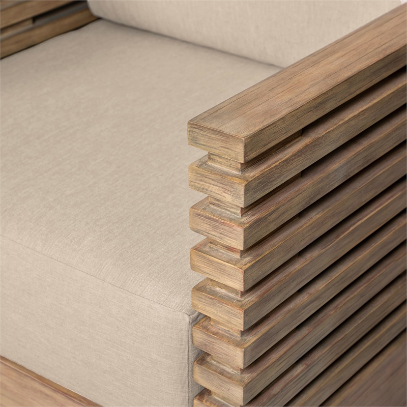 Vivid Outdoor 4 Piece Conversation Set in Light Eucalyptus Wood with Cushions