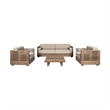 Vivid Outdoor 4 Piece Conversation Set in Light Eucalyptus Wood with Cushions