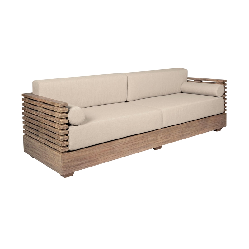 Vivid Outdoor 4 Piece Conversation Set in Light Eucalyptus Wood with Cushions