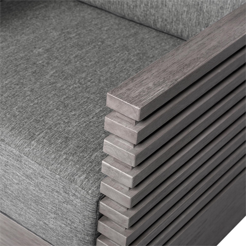 Vivid Outdoor 4 Piece Conversation Set in Gray Eucalyptus Wood with Cushions