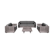 Vivid Outdoor 4 Piece Conversation Set in Gray Eucalyptus Wood with Cushions