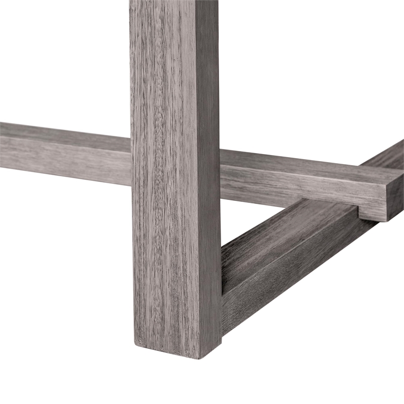 Vivid Outdoor 5 Piece Dining Set in Gray Eucalyptus Wood with Gray Cushions