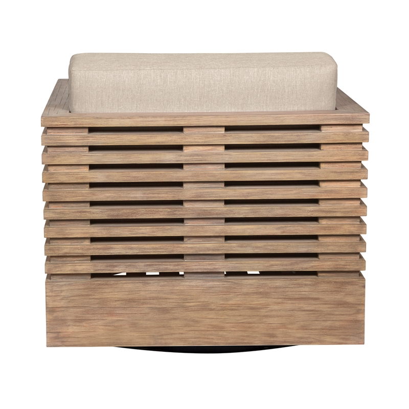 Orbit Outdoor Chaise Lounge Chair in Eucalyptus with Rope and Taupe Cushions