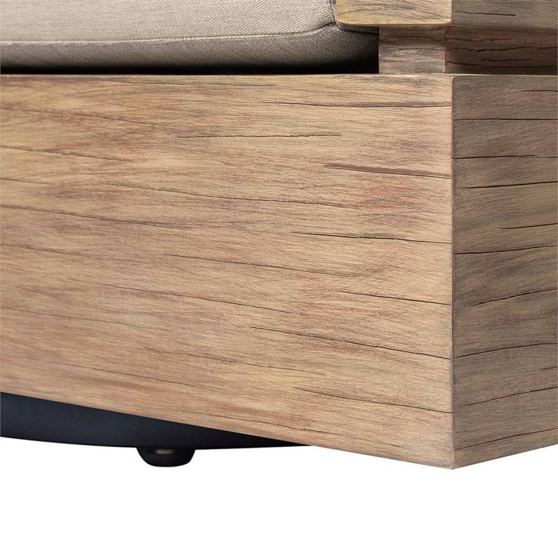 Orbit Outdoor Chaise Lounge Chair in Eucalyptus with Rope and Taupe Cushions