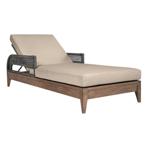 Orbit Outdoor Chaise Lounge Chair in Eucalyptus with Rope and Taupe Cushions