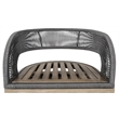 Orbit Swivel Outdoor Chair in Eucalyptus Wood with Gray Rope and Taupe Cushions