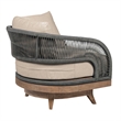 Orbit Swivel Outdoor Chair in Eucalyptus Wood with Gray Rope and Taupe Cushions