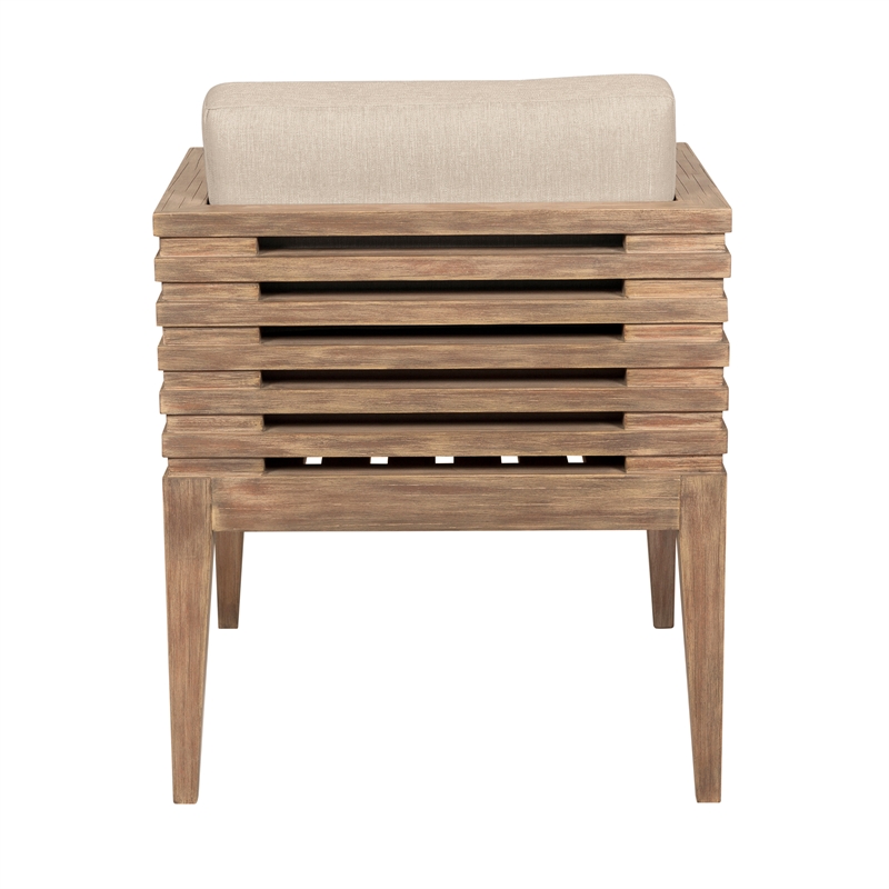 Orbit Outdoor Sofa in Eucalyptus Wood with Gray Rope and Taupe Olefin Cushions