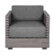 Vivid Outdoor Patio Chair in Gray Eucalyptus Wood with Gray Olefin Cushions