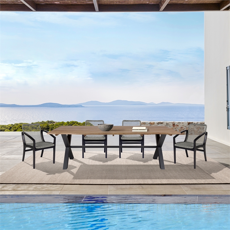 Vivid Outdoor Patio Chair in Gray Eucalyptus Wood with Gray Olefin Cushions