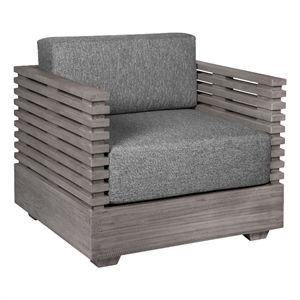 Vivid Outdoor Patio Chair in Gray Eucalyptus Wood with Gray Olefin Cushions