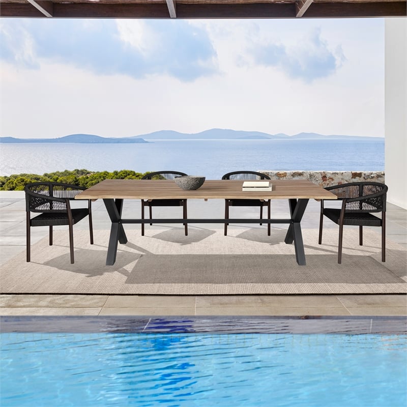 Vivid Outdoor Patio Dining Table in Gray Eucalyptus Wood